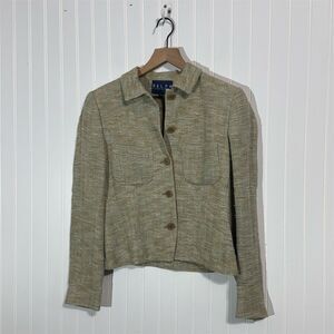VTG Ralph Lauren Linen Silk Tweed Jacket 8 Cropped Boxy ILGWU USA Old Money